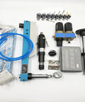 Heavy Duty Pneumatic Tapping Machine M3 To M12 Air Powered Threader with tapped accessories and air supply components.