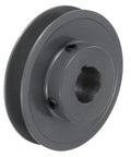 V Belt Sheave 7/8 Inch Bore, 3.45 Inch OD, Single Groove Web Sheave, Cast Iron, Bored-To-Size Pulley, Shaft Mount, Fits 4L Or A Belts, Durable Wear-Resistant Power Transmission Component viewed from angle