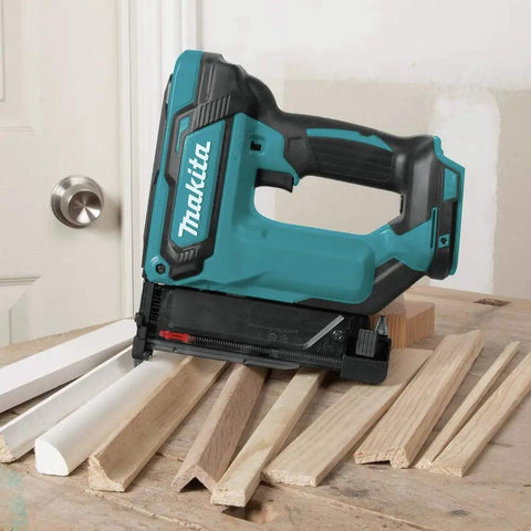 18V LXT Lithium Ion Cordless 23 Gauge Pin Nailer Tool Only Renewed with sweet low recoil beside various wood pieces.