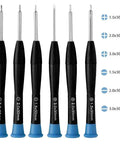 All-In-One Eyeglasses Repair Kit With Over 1000 Screws, 6 precision screwdrivers in various sizes with blue handles