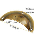 4 Pack Antique Brass Cup Shell Drawer Pulls For Kitchen Cabinets, Dressers, And Wardrobes, Vintage Bedside Cupboard Handles, Easy Install, 89mm