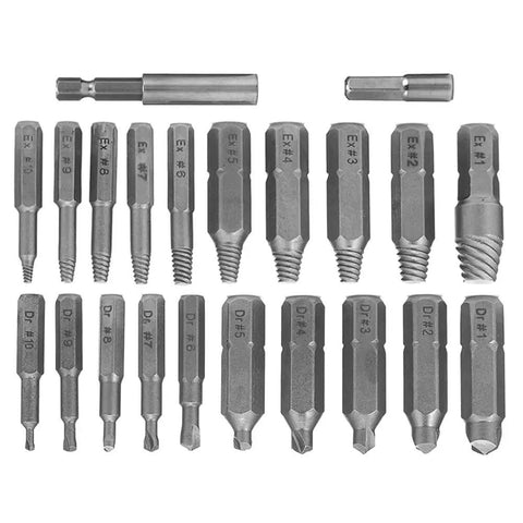 22Pcs Mini Damaged Screw Extractor Kit For Stripped Screws And Broken Bolts Easy Out Set arranged in a grid layout.