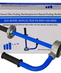 Heavy Duty Pallet Stretch Film Dispenser For Warehouse Packing Hand Wrap Tool With Adjustable 12 To 20 Inch Height No Fuss Setup Shrink Wrap Holder Compatible With 38mm 50mm And 76mm Film Cores Blue, blue steel handle shown with box