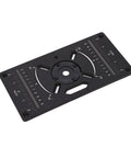 Heavy Duty Router Table Insert Plate Built Like a Boss Using Premium Anodized Aluminum Alloy With Four Tight Rings and Extra Screws for Flawless Workshop Woodworking Projects on a flat surface with measurement guides.