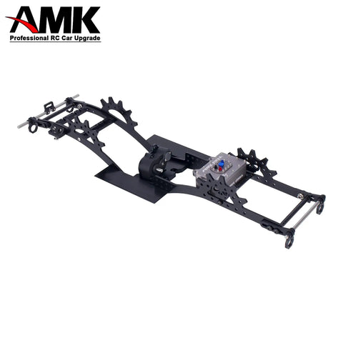 Beefy CNC Aluminum RC Crawler Fuel Cell Receiver with Simulated Fuel Tank, shown on SCX10 PRO RR10 Capra frame, gray color