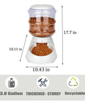 No Sweat Gravity Dog And Cat Feeder Set With Water Dispenser Includes Two Three Gallon Bowls For Small Pups And Kitties Making Automatic Mealtime A Total Breeze showing a 3-gallon food container.