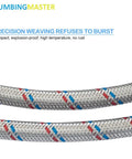 Rock Solid Build 24 Inch Braided Stainless Steel Faucet Hose Connector showing precision weaving for durability in a flexible design.