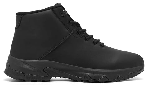Non Slip Work Boots For Men Slip Resistant Waterproof Kitchen Shoes For Food Service Chefs And Restaurant Workers Leather Ankle Boots For Outdoor Work And All Day Walking Black Size 11, side view