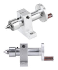Rock Solid Screaming Precision Mini Lathe Revolving Center Dual Bearing Tailstock Upgrade; silver metal, dual design, for woodworking.