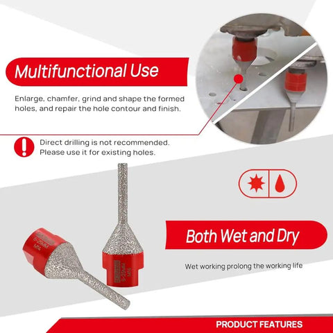 Diamond Finger Milling Bit For Tile Grinders Coated For DIY Friendly Enlarge Chamfer Grind And Shape Holes In Porcelain Ceramic Granite Marble Countertops 6-25 mm Diameter With 5/8 Inch 11 Thread