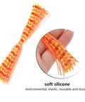 Top Shelf Flexible Silicone Lure Skirts Six Hundred Strand Bulk Pack For Jig Tying And Spinnerbait Assembly in orange and yellow.