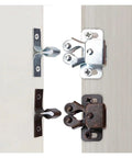Double Roller Cabinet Latch For Doors And Drawers, Heavy Duty Locking Catch In Multicolor Finish, Easy Install, two latches on white surface