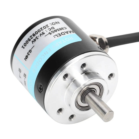 Three Phase Shaft Encoder With 30kHz Speed and 1000B/1024B Resolution, DC 5 to 24V Motion Control Sensor Built For Precise, Rugged Engineering Projects, metal shaft view