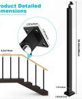 Heavy Duty Steel Stair Baluster Posts With Rust Resistant Black Finish And Quick Adjusting Brackets For Solid Porch Deck Rail Support dimensions and details
