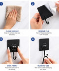 Step-by-step guide for installing Heavy Duty Wall Hanger Hooks No Drill Setup Durable Black Interior Storage Mounts.