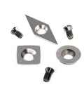 Badass Three Piece Tungsten Carbide Cutter Insert Set For Heavy Duty Wood Lathe Turning Tools with square, round, diamond tips and screws.