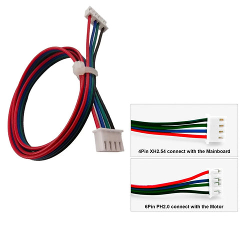 4 Pack Nema 17 Stepper Motor Cables With Ridiculously Slick XH2.54 To PH2.54 Plugs 500Mm Length for 3D Printer Mods wire harness left side view.