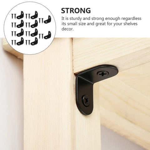 Black L Shape Corner Brackets Set Of 18 With Screws Stainless Steel Right Angle Fasteners For Chests Shelves And Cabinets