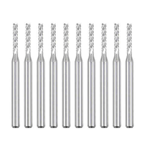 Ten Piece 1.8mm Carbide End Mills Engraving Cutter Set For PCB Projects And CNC Router DIY Makers, 1/8 Inch Shank, Pro Grade Ultra Tough Wear Resistant Bits For Precise Engraving And Milling