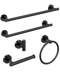 Matte Black 5 Piece Bathroom Accessories Set For Wall Mounted Use Including 24 Inch Towel Bar, 18 Inch Hand Towel Bar, Toilet Paper Holder