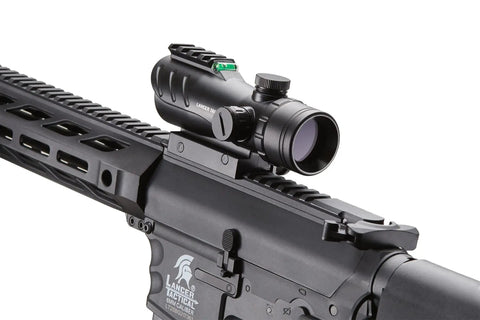 Gen 2 M4 SPR Interceptor Polymer Airsoft AEG with red dot sight and optic rail, nylon reinforced body, metal gearbox visible