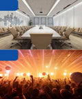 Peel And Stick Soundproofing Foam Roll For Walls Thick Acoustic Dampening Panels Fireproof Noise Blocker Mat For Home Studio Audio Treatment Grey in a modern conference room and lively concert scene.