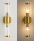 Two Pack Gold Modern Wall Sconces For Bathroom And Vanity Lighting That Gives A Lit Glow Cut Glass Flower Shade E12 Base Fixtures