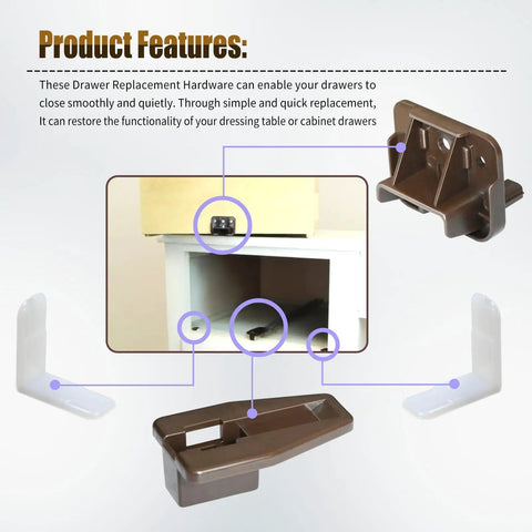 Kickstart Your Furniture Flip With This Solid 7 Pack R7321 Drawer Track Guide Kit Compatible With Kenlins Rite Trak One Systems showing brown and white drawer glides.