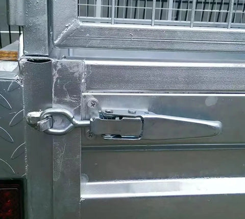Spruced up Secure Toggle Catch Latch With Duckbill Hasp Lock Spring Loaded Clamp For Truck Cabinets Trailers And Storage Units Made From Solid Silver Iron Heavy Duty Hardware on silver metal trailer door