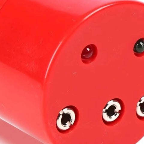 Close-up of red Foil Fencing Tester Hand Tool Dope Lightweight Replacement Round Testing Box Built From Durable PP Material