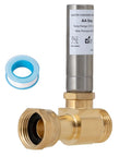 Three Quarter Inch GHT Washer Water Hammer Arrestor Straight Stainless Steel Connector From Three Quarter Inch Male To Three Quarter Inch Female, Includes Sealing Tape for No Hassle Install, Stops Hose Shock and Water Hammer in Washing Machines, brass