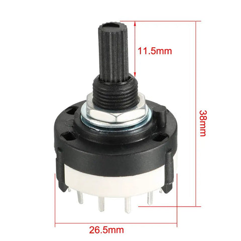 Pole 12 Position Band Channel Rotary Switch Selector for Radio TV and Industrial Equipment, 13 contact pins, black base