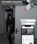 Wireless Doorbell Camera With 2K Video And 3MP Night Vision showing PIR motion detection alert and two-way audio feature.