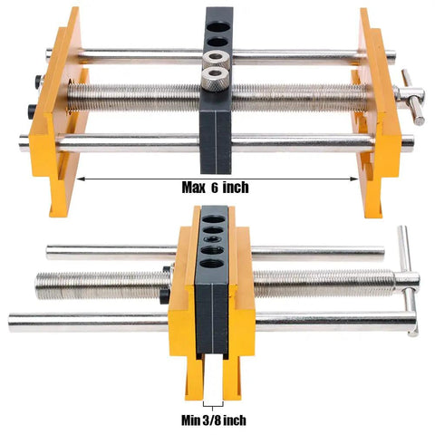Self Centering Doweling Jig Kit For 6 Inch Dowel Jig With 6 Drill Guide Bushings, Easy Clamp Woodworking Tool dual view