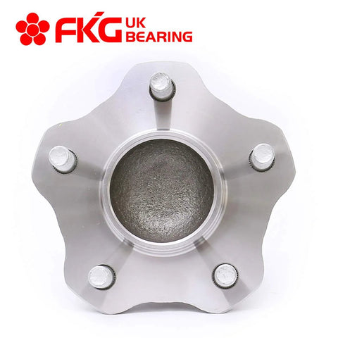 Front view of rear wheel bearing hub assembly for 2002-2009 Nissan Altima, Maxima, Quest, premium drop-in replacement unit.
