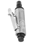 Heavy Duty Pneumatic Die Grinder For Fine Metal Polishing And Burr Trimming Lightweight Air Powered Rotary Tool with silver zinc alloy housing.