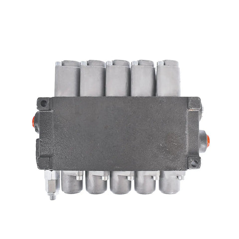 5 Spool Hydraulic Directional Control Valve For Double Acting Cylinders 11 GPM Flow 3625 PSI Relief SAE Ports Top View