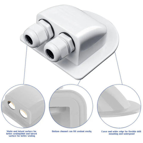 Solar Cable Entry Gland Waterproof Dual Cable Connector Cover For RV Caravan Boat Panels Built Tough ABS Plastic Housing