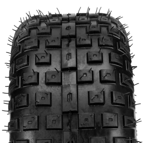 Close-up of knobby tread pattern on Set Of 2 145/70-6 Tubed Knobby Tires With Inner Tubes for Mini Bikes, 6 inch rim size.