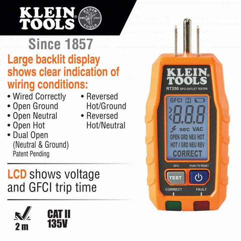 Non Contact Voltage Tester And GFCI Receptacle Tester With LCD Display And Built In Flashlight For Clear Voltage Readings And Trip Time