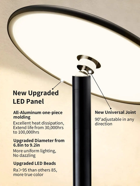 Super Bright Industrial LED Floor Lamp With All Metal Construction Boss Level Brightness 69 Inch Tall Adjustable Standing Lamp 40W 2600 Lumen Output 10 Dimming Levels Black Modern Floor Light For Living Room Dining Room Office Bedroom