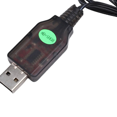 USB Charger Cable For A800 RC Plane And 244016 RC Car, 3.7V JST Battery Charger With Fast Charge, close-up of USB plug