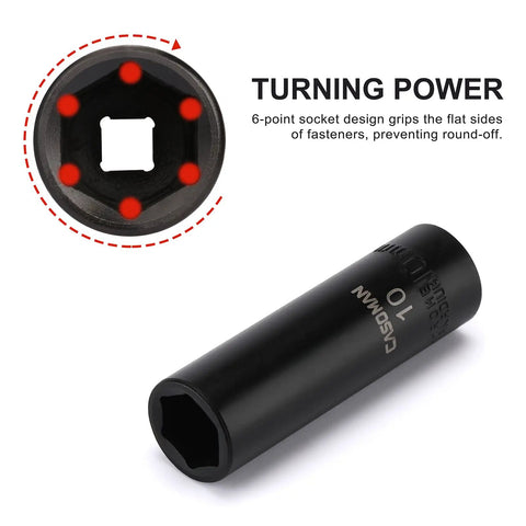 6-point design socket from 1/4 Inch Drive Master Impact Socket Set, 50-Piece, 6-Point SAE and Metric, showcasing gripping feature.