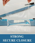 Super No Sweat Heavy Duty Heat Seal Machine For Mylar Cookie And Poly Bags 12 Inch Wide Manual Sealer showcasing secure closure on a plastic pouch.