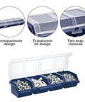 4 Pack Parts Organizer Box With Four Compartments Translucent Lid Secure Lock Heavy Duty PP Plastic Storage Bin For Screws Bolts Nuts
