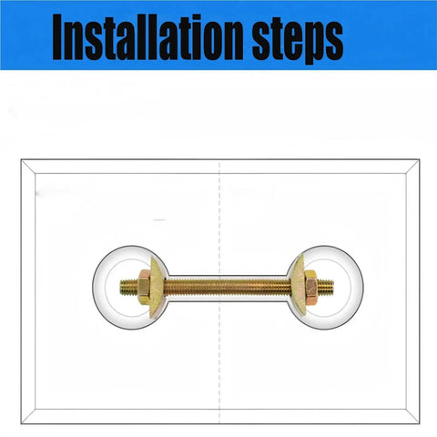 Installation diagram for M8x80mm Countertop Joiner Connectors Set Of 10 For Fastening Benchtops Counters And Furniture Panels Drawbolt Joint Bolts