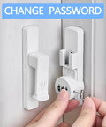 Person adjusting Matte White 90 Degree Mechanical Password Lock for Doors and Cabinets, 3 Digit Keyless Flip Latch With Combination.