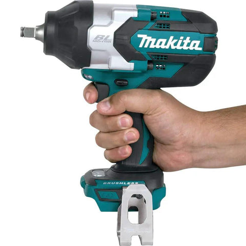Hand holding the Beefy 18V Brushless Cordless Impact Wrench Half-Inch Square-Drive Tool Only With 740 Ft-Lbs Fastening Torque