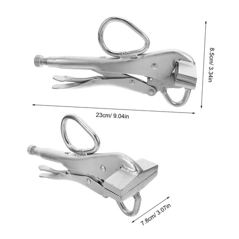 Heavy Duty Pulling Pliers Clamp For Auto Body Sheet Metal Repair, showing dimensions for vehicle maintenance projects.