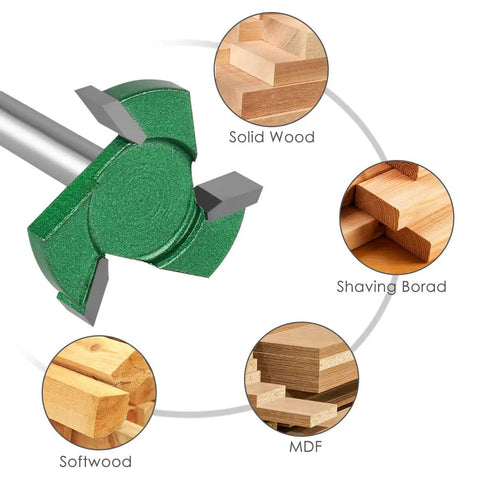 Pro Grade CNC Spoilboard Surfacing Router Bit With 1/4 Inch Shank 1-1/4 Inch Cutting Diameter Three Flutes Carbide for wood types